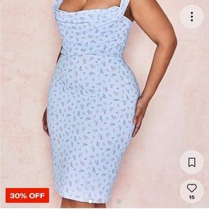 house of cb bellina corset dress with a cowl neck